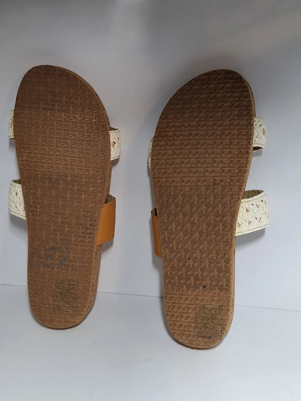 Billabong Women's White Woven Cork Slide Sandals
